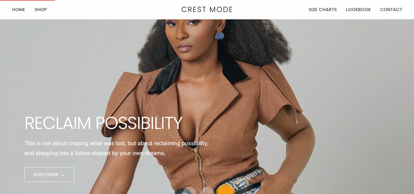 Crest Mode minimalist luxury fashion e-commerce platform