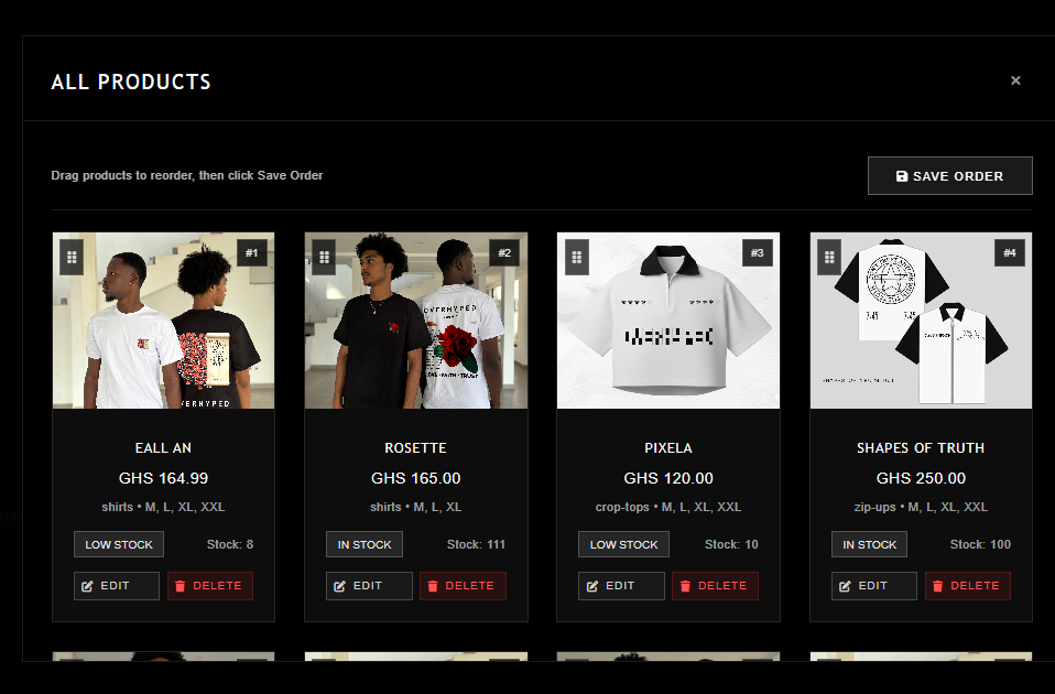 Overhyped Wears shop visuals
